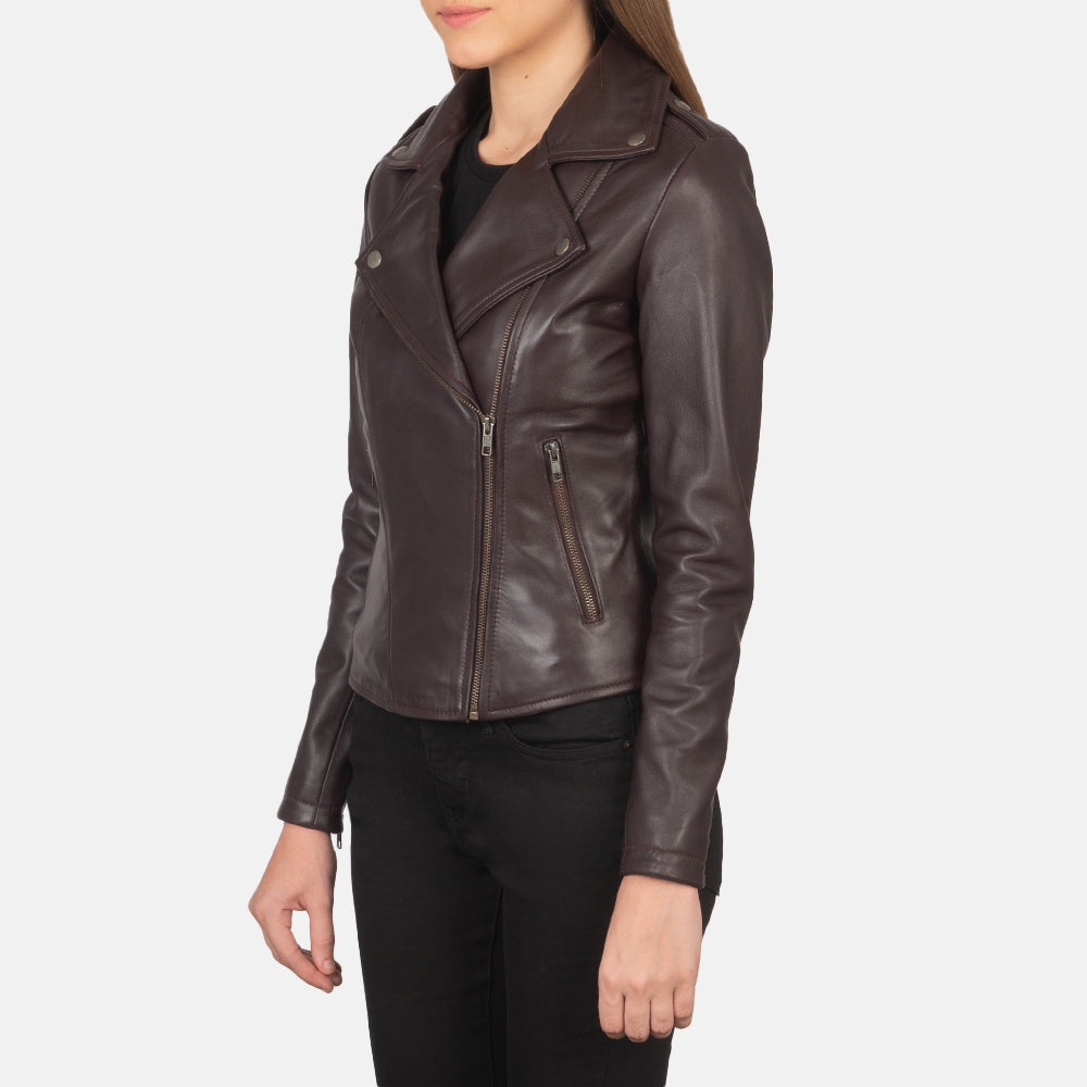 Flashback Maroon Leather Biker Jacket SH599