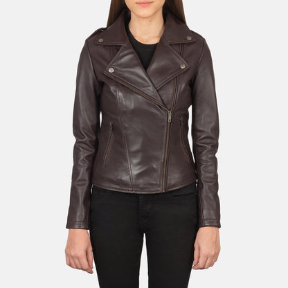 Flashback Maroon Leather Biker Jacket SH599