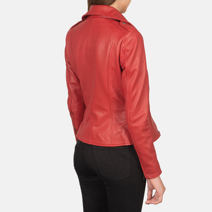 Flashback Red Leather Biker Jacket SH598