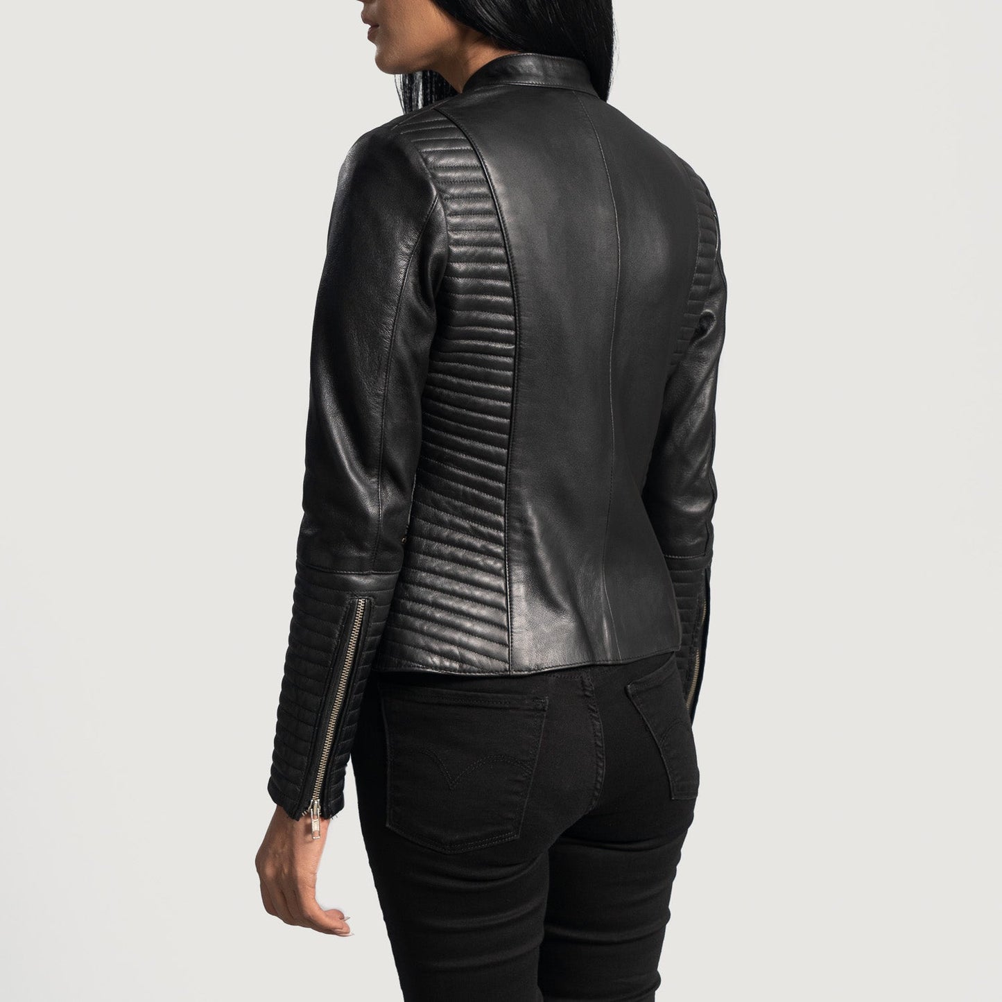 Haley Ray Black Leather Biker Jacket SH597
