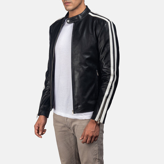 Men's Black Cowhide Leather Biker Jacket – Hank Moto Style