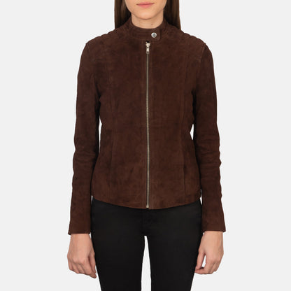Kelsee Mocha Suede Biker Jacket SH590