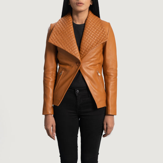 Lee Tan Brown Leather Blazer SH587