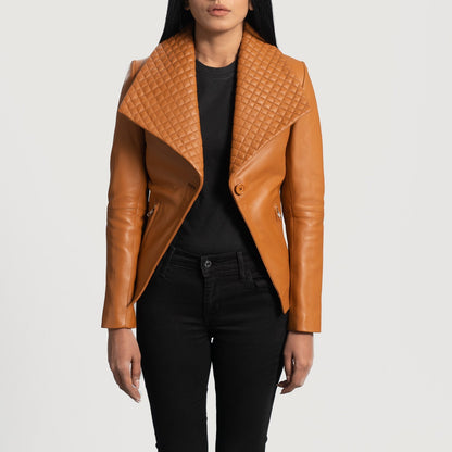 Lee Tan Brown Leather Blazer SH587