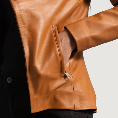 Lee Tan Brown Leather Blazer SH587