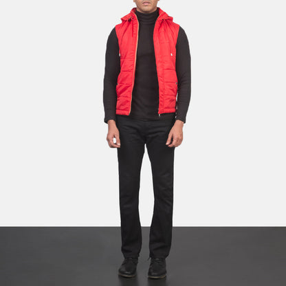Fuston Red Hooded Puffer Vest