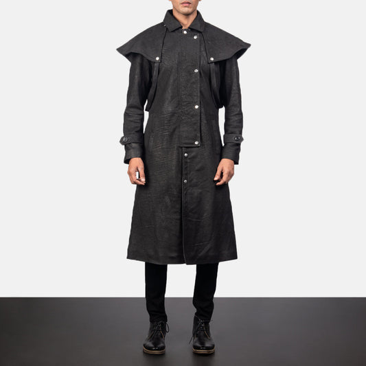 Men's Black Sheepskin Leather Duster Jacket – Maverick Style