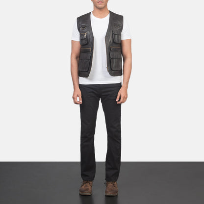 Safari Brown Leather Vest SH98