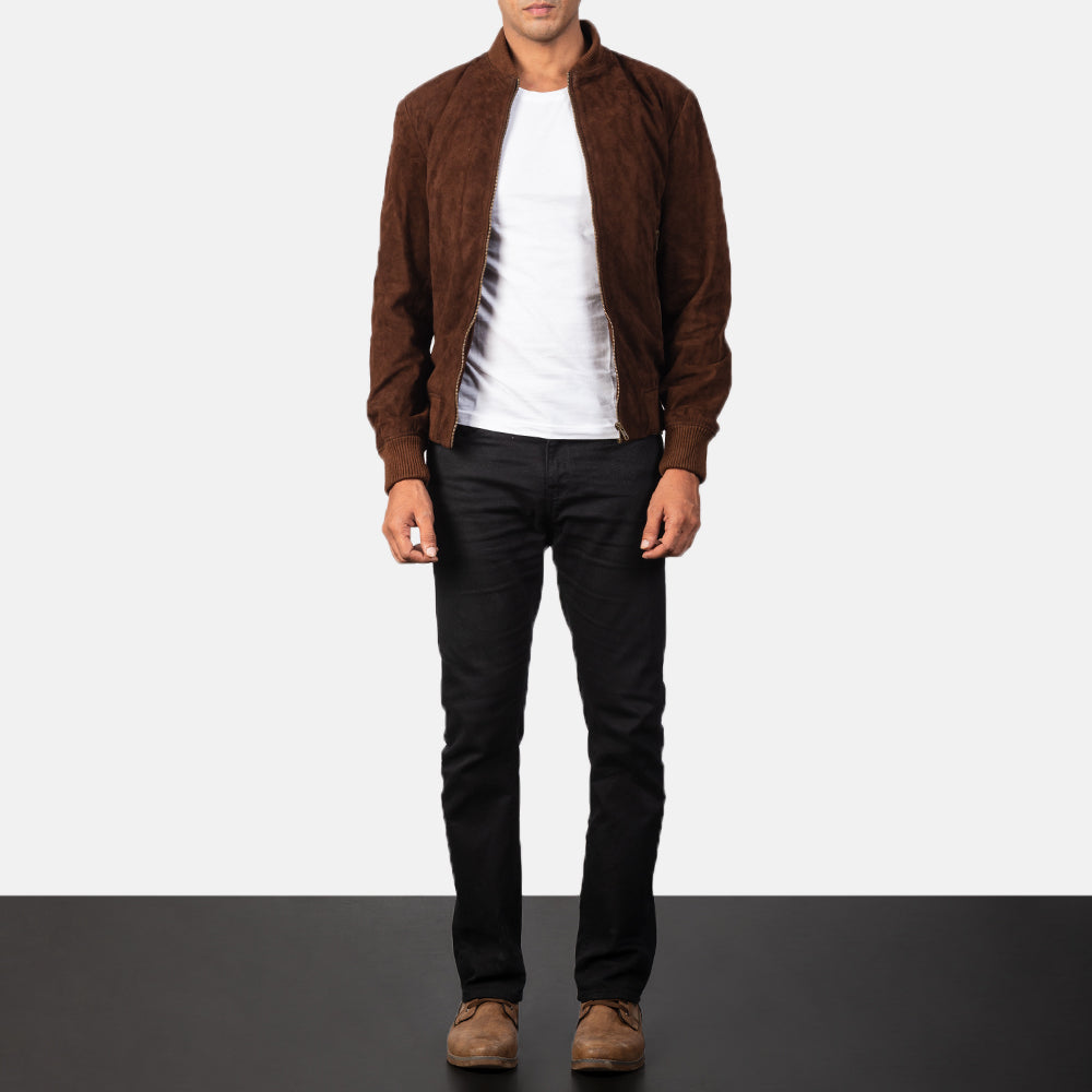 Shane Mocha Suede Bomber Jacket SH83