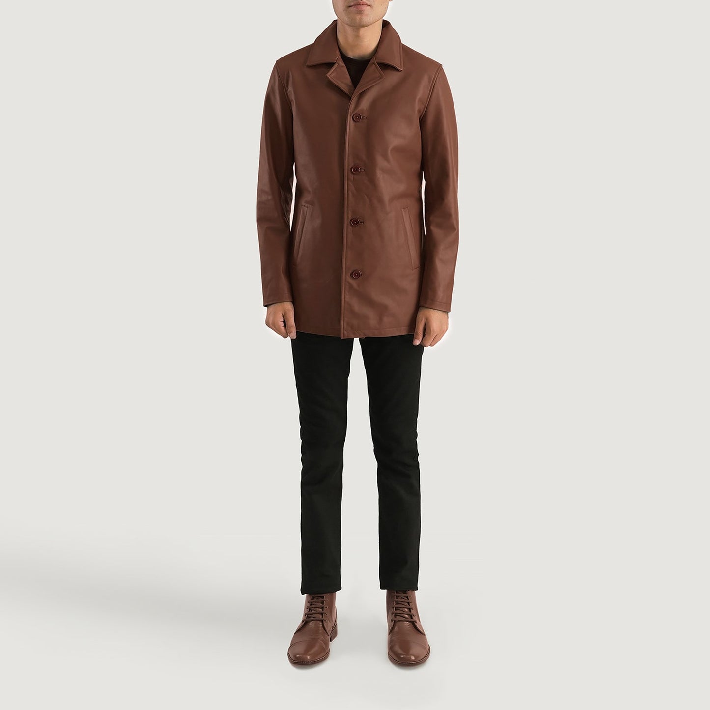 Urban Slate Brown Leather Coat SH50