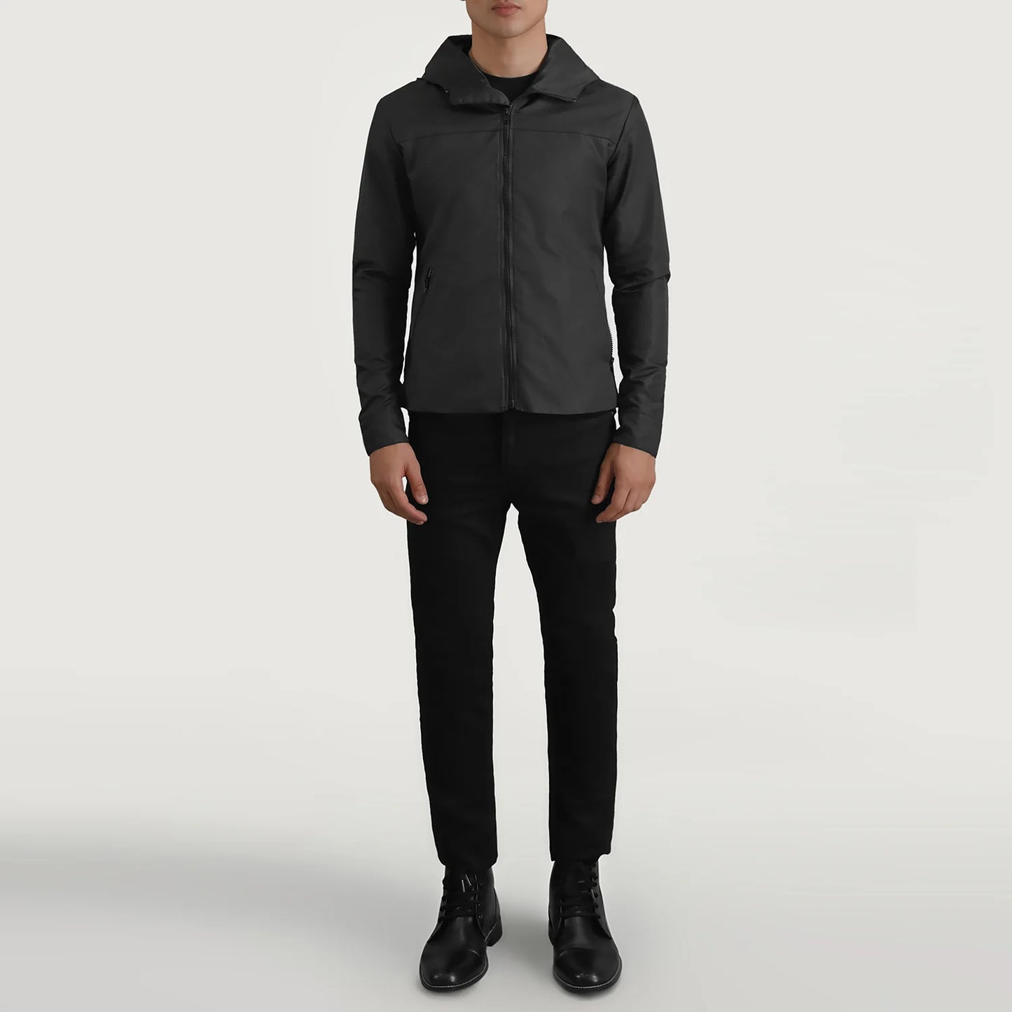 Wesley Black Hooded Windbreaker Jacket SH31