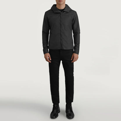 Wesley Black Hooded Windbreaker Jacket SH31