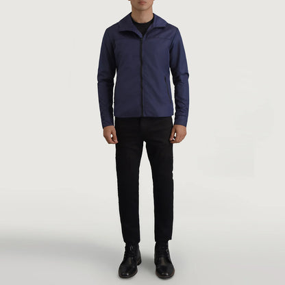 Wesley Blue Hooded Windbreaker Jacket SH30