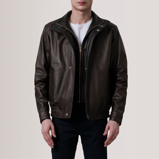 Men's Maroon Cowhide Leather Bomber Jacket – Alfred Style