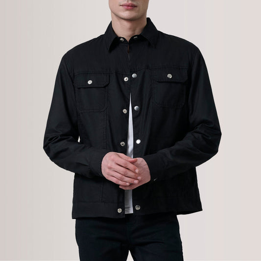 Men's Black Waxed Canvas Trucker Jacket – Colberto Style