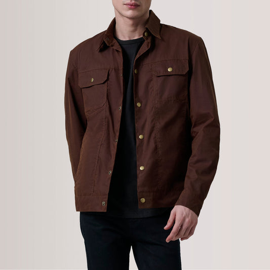 Men's Brown Waxed Canvas Trucker Jacket – Colberto Style