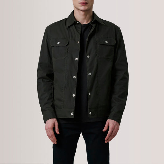 Men's Olive Waxed Canvas Trucker Jacket – Colberto Style