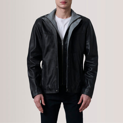 Henrik Black Leather Cafe Racer