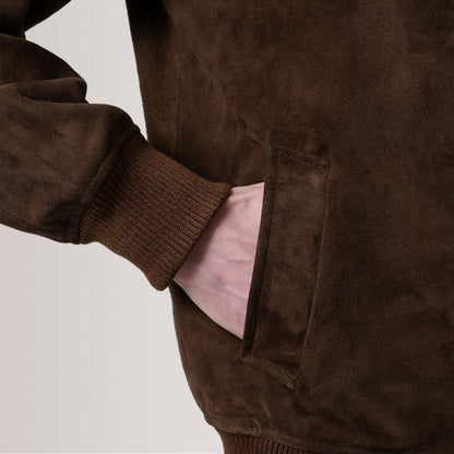 Lester Brown Suede Bomber Jacket
