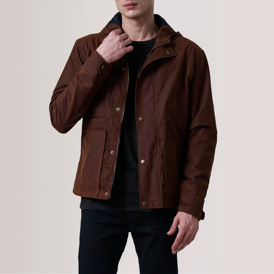 Men's Brown Canvas Hooded Work Jacket – Marlo Style