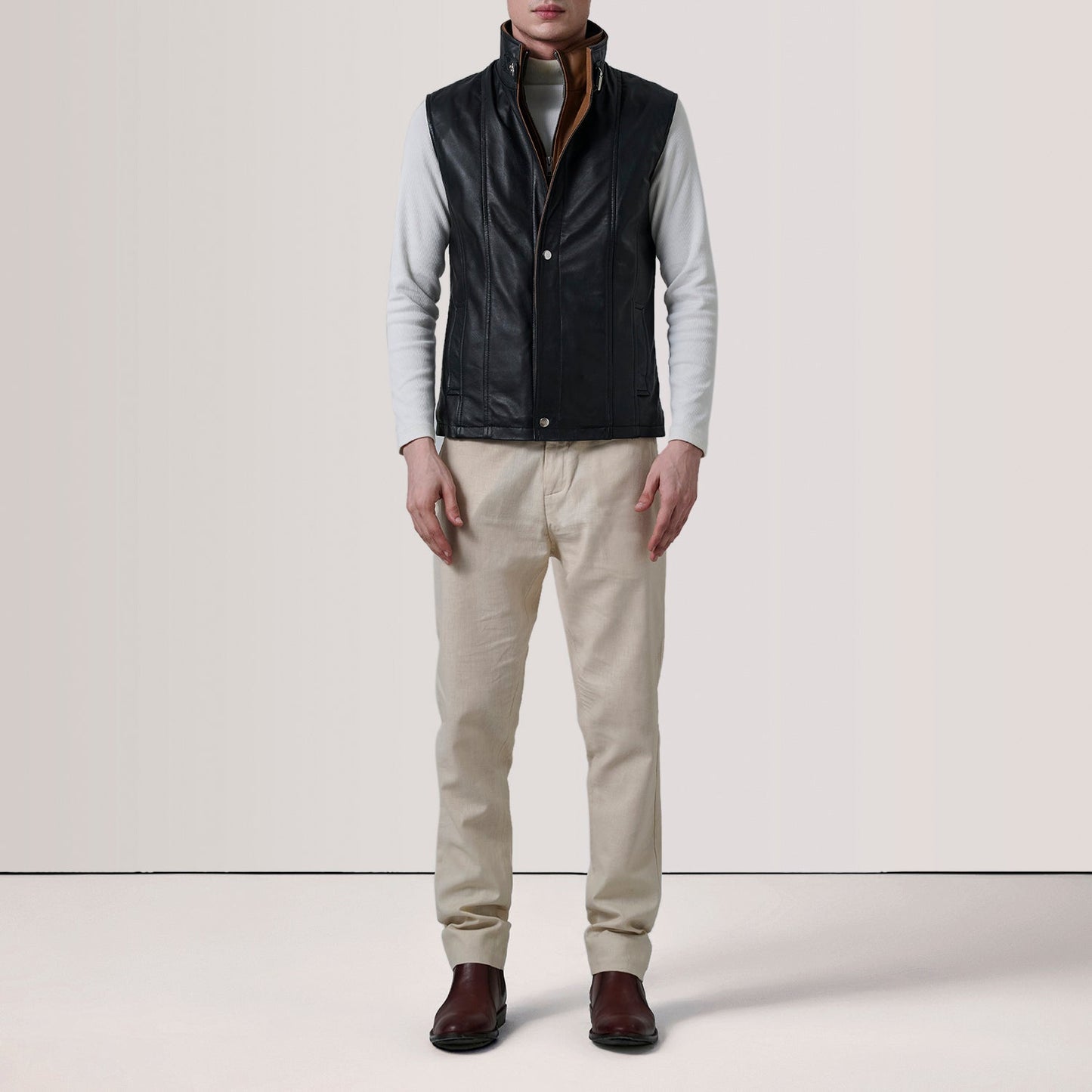 Zane Black Leather Vest SH10