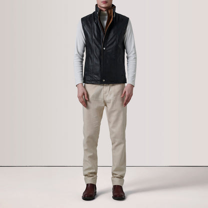 Zane Black Leather Vest SH10
