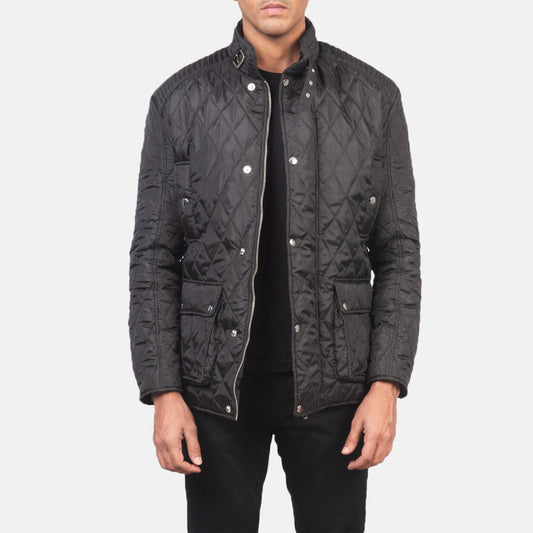 Men's Black Quilted Windbreaker Jacket – Barry Style