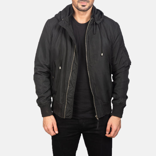 Men's Black Hooded MA-1 Bomber Jacket – Hanklin Style