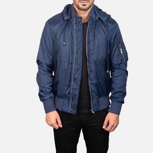 Men's Blue Hooded MA-1 Bomber Jacket – Hanklin Style