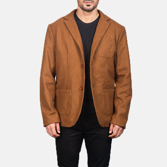 Men's Khaki Wool Blazer – Borges Style