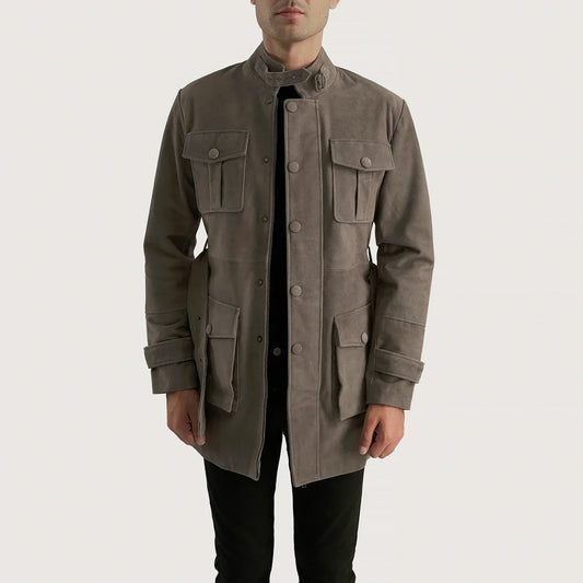 Men's Grey Suede Leather Jacket – Dolf Style