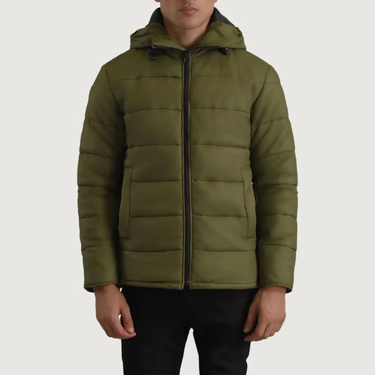 Men's Green Hooded Puffer Jacket – Erico Style
