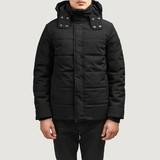 Men's Black Hooded Down Puffer Jacket – Exton Style