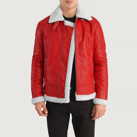 Men's Red Sheepskin Leather B-3 Bomber Jacket – Francis Style