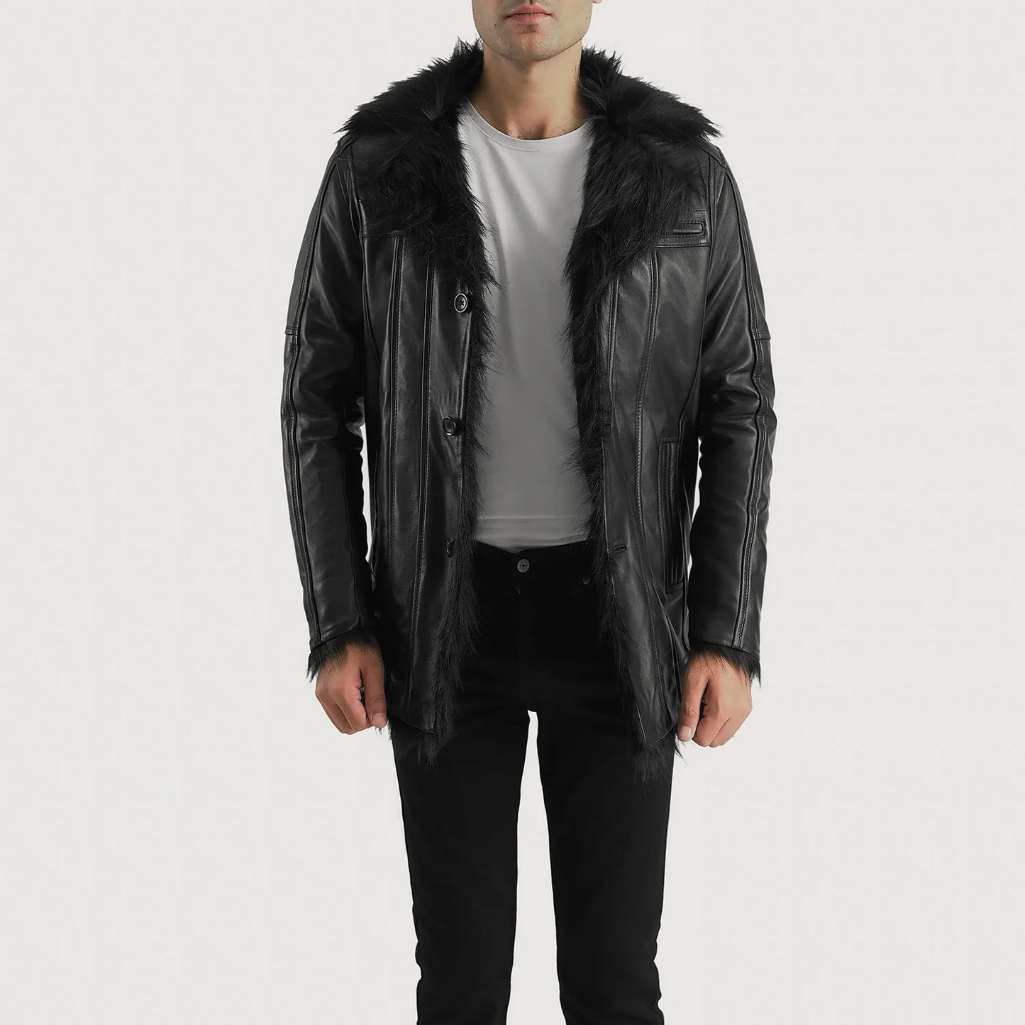 [FS] Furcliff Black Leather Coat