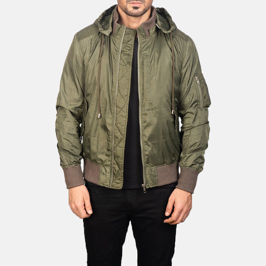 Men's Green Hooded MA-1 Bomber Jacket – Hanklin Style