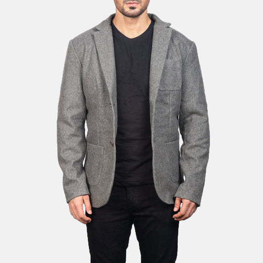 Men's Grey Wool Blazer – Borges Style