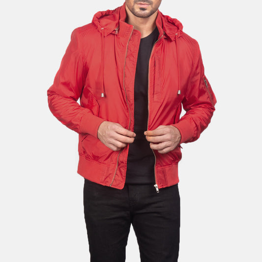 Men's Red Hooded MA-1 Bomber Jacket – Hanklin Style