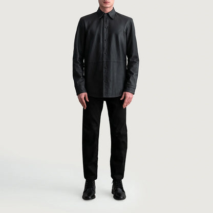 Haven Matte Black Leather Shirt