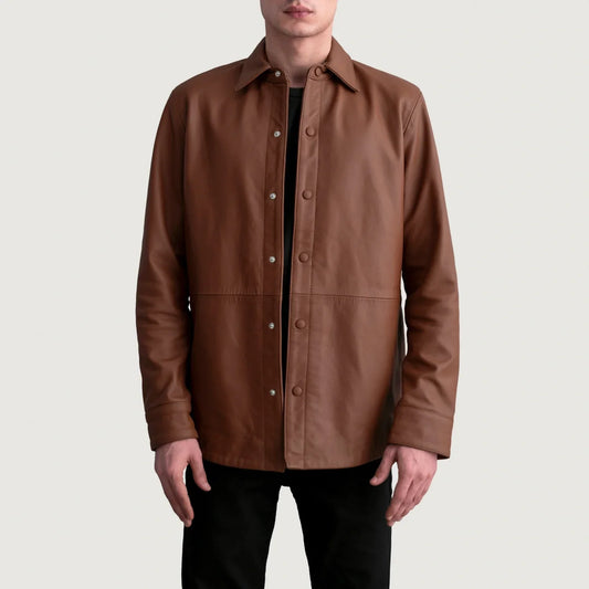 Men's Matte Brown Leather Shirt Jacket – Haven Overshirt