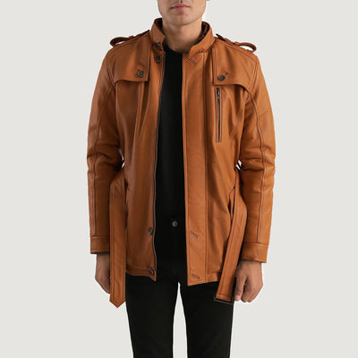 Men's Tan Brown Sheepskin Fur Leather Jacket – Hunter Style