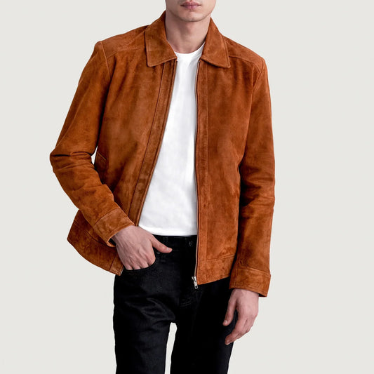 Men's Brown Cowhide Suede Leather Jacket – Inferno Style