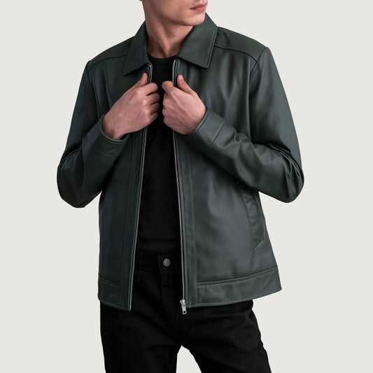Men's Green Leather Jacket – Inferno Style