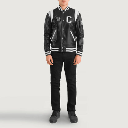 Liberte California Black Leather Varsity Jacket