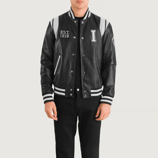 Men's Black Cowhide Leather Varsity Jacket – Liberte Illinois Style