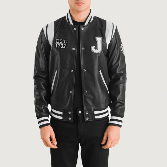 Men's Black Cowhide Leather Varsity Jacket – Liberte New Jersey Style