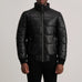 Lucas Black Leather Puffer Bomber Jacket