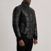 Lucas Black Leather Puffer Bomber Jacket