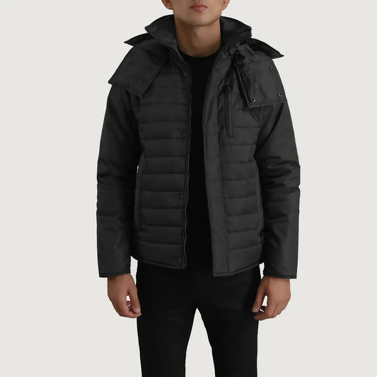 Men's Black Hooded Puffer Jacket – Malcolm Style