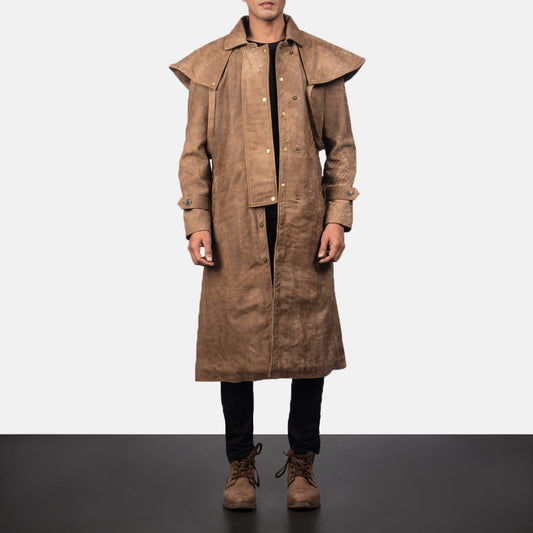 Men's Brown Sheepskin Leather Duster – Maverick Style